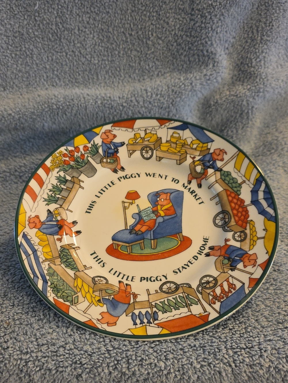 vintage Tiffany & Co. Five Little Pigs porcelain child's plate from 1992.